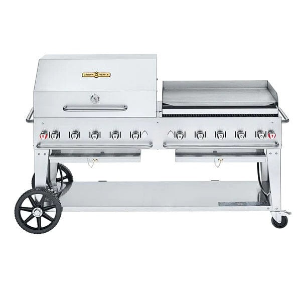 Crown Verity CV-MCB-72RGP-LP 72" Mobile BBQ Grill with Dome and Pro Griddle Package - Liquid Propane