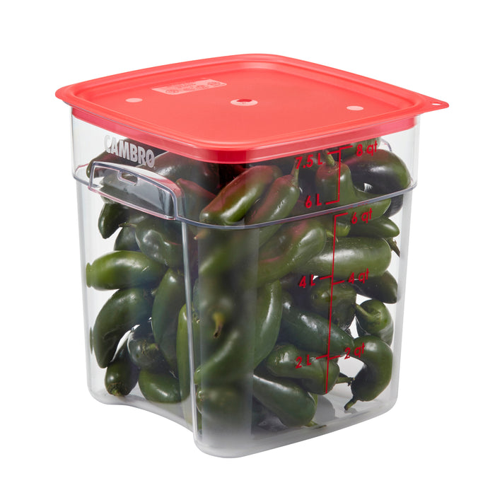 Cambro 8SFSPROCW135 Camsquares FreshPro 8 Qt. Clear Square Polycarbonate Food Storage Container