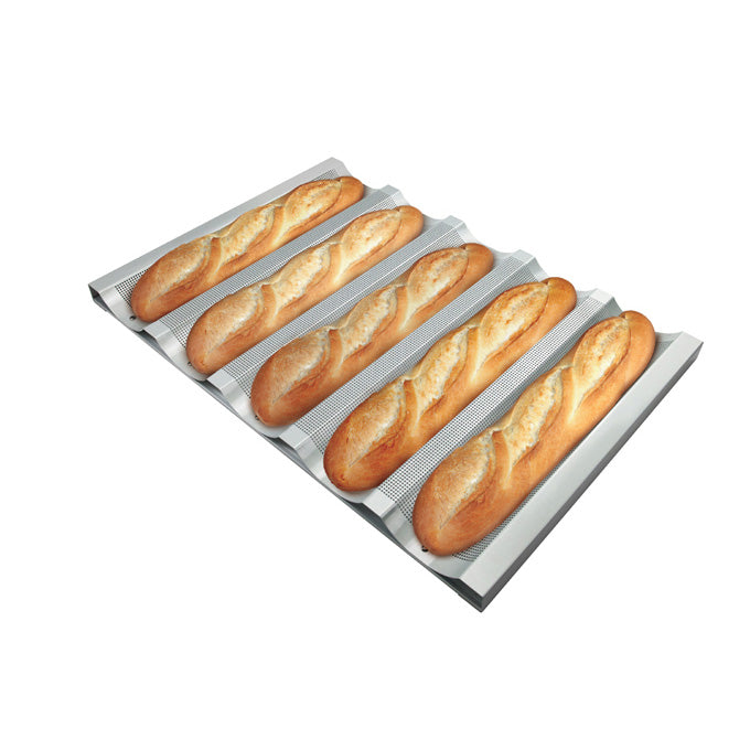 Winco ABP-5W 5-Slot Wide Aluminum Baguette Pan