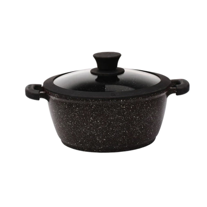 Acrochef 9.4" Non-Stick Die-Cast Caasserole Pot with Silicone Rim Glass Lid - MB424