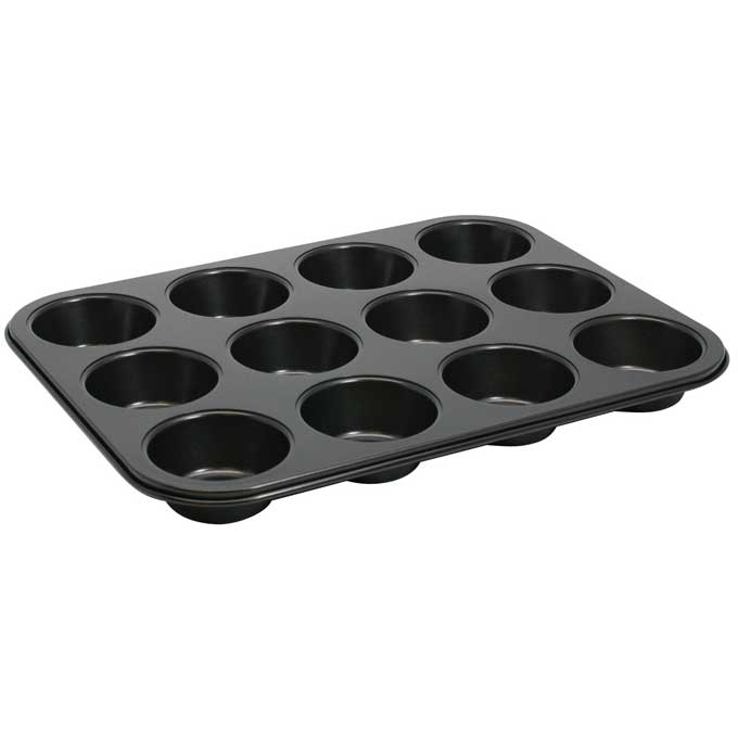 Winco AMF-12NS 12-Cup Carbon Steel Muffin Pan