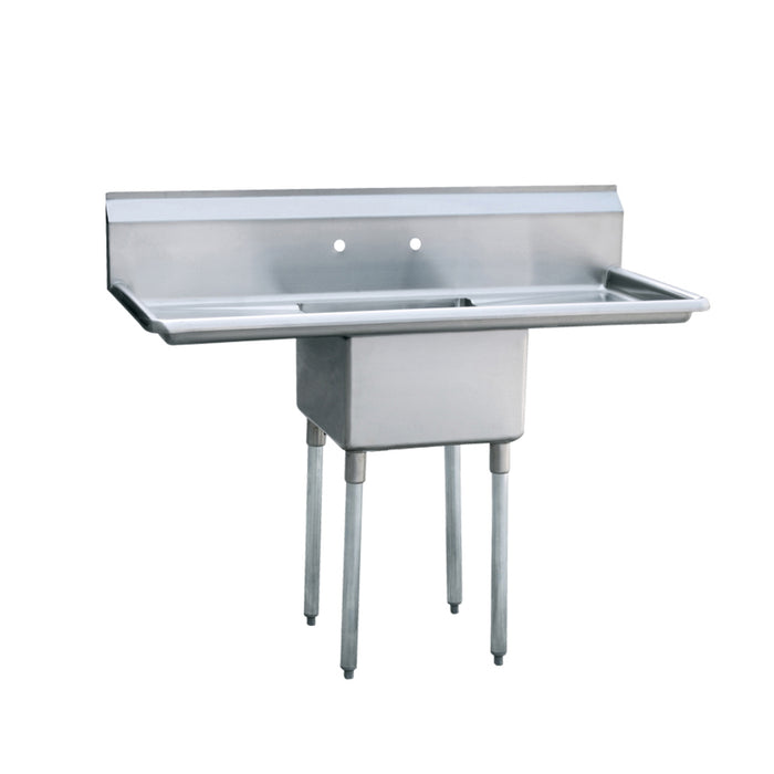Atosa MRSA-1-D 54" One Compartment Sink with Center Drain and Two Drain Boards - 18" x 18" x 12" Bowl