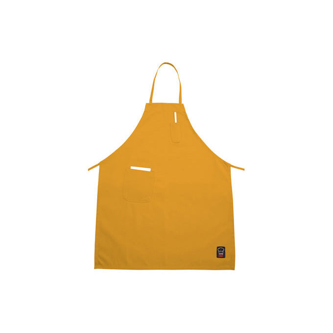 Winco BA-PYL 33" x 26" Full Length Bib Apron with Pockets - Yellow