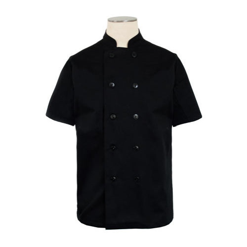 Spirito Bodyguard-White Short Sleeve Chef Coat in Black - CI22139SS