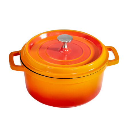 GET Heiss 2.5 Qt. Orange Round Induction Ready Dutch Oven With Lid - CA-011-O/BK