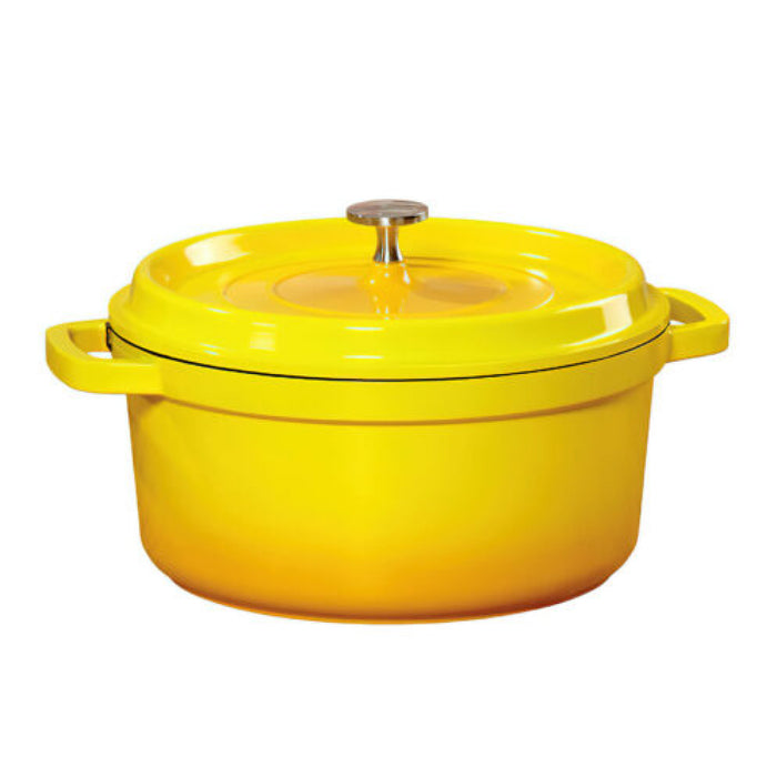 GET Heiss 2.5 Qt. Yellow Round Induction Ready Dutch Oven With Lid - CA-011-Y/BK