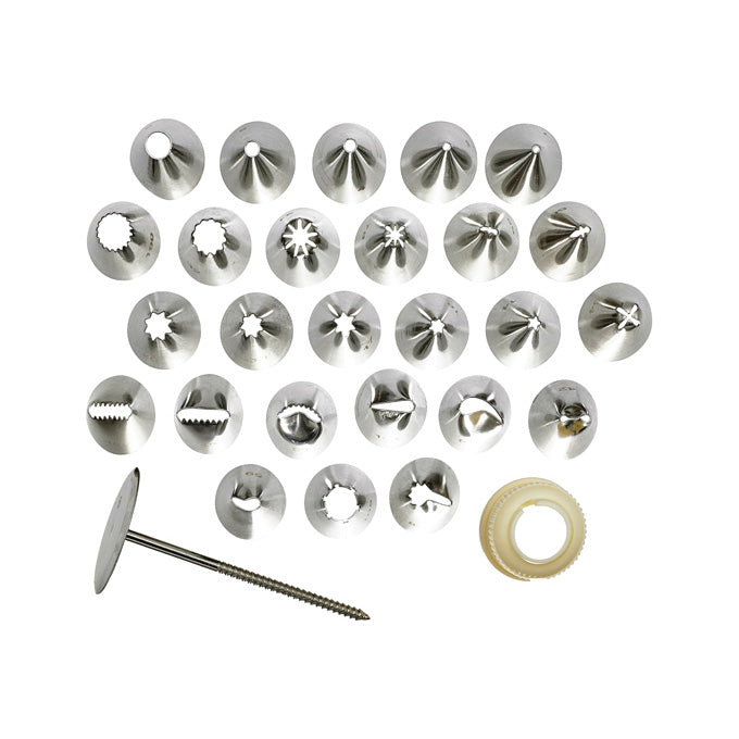 Winco CDT-26 Stainless Steel Cake Decorating Set - 26 Tips