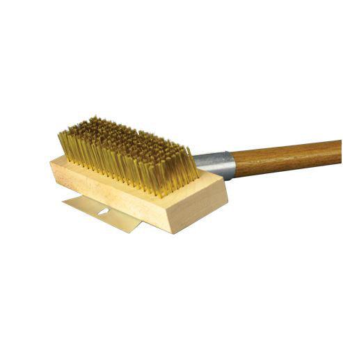 Nella 30" Brass Broiler Brush with Horizontal Scraper