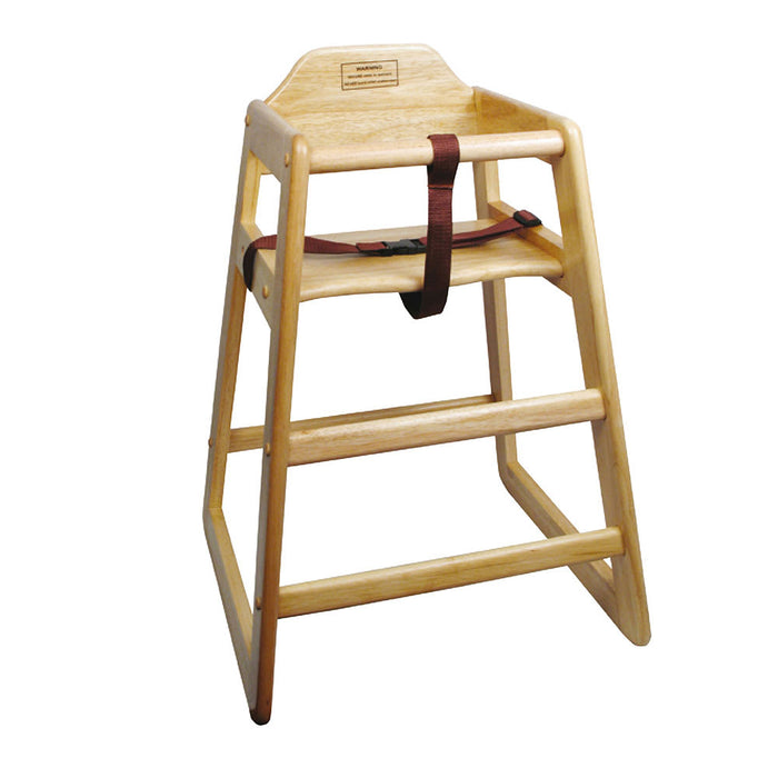 Winco CHH-101 20" Stackable Natural High Chair with Waist Strap