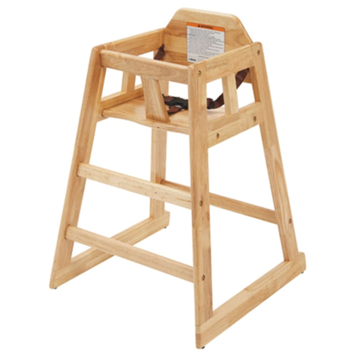 Winco CHH-101 20" Stackable Natural High Chair with Waist Strap