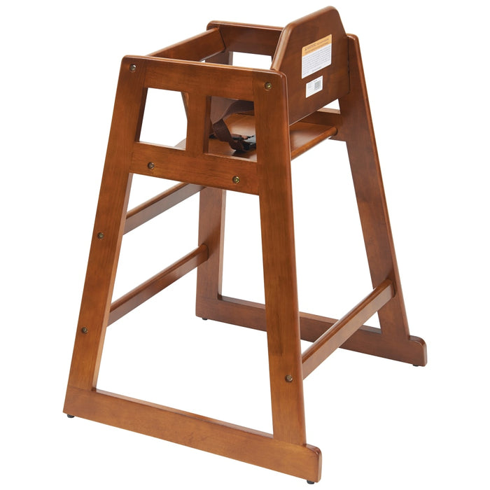 Winco CHH-104 20" Stackable Walnut High Chair with Waist Strap