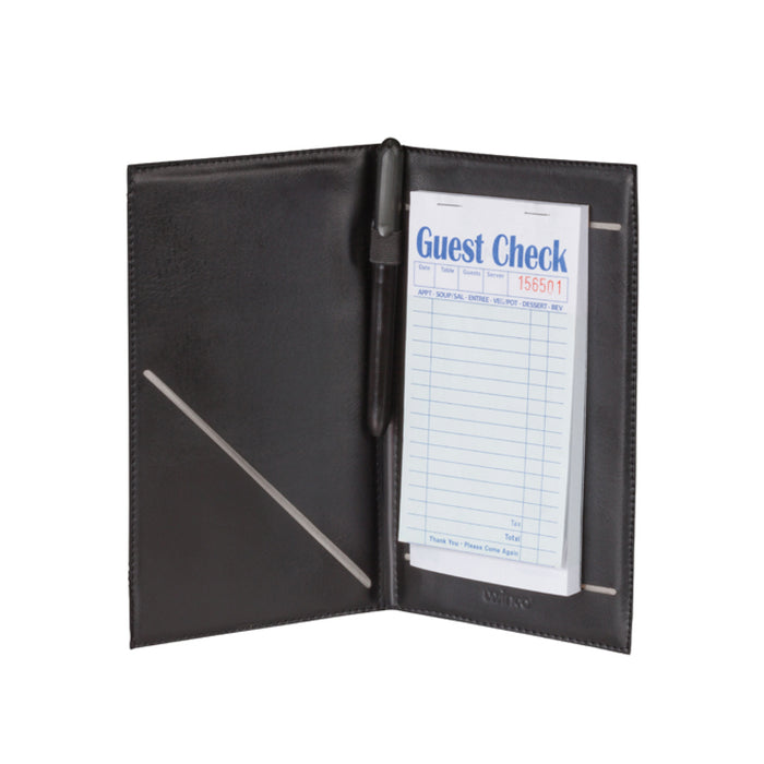Winco CHK-2K 5.25" x 8.5" Folding Check Holder with Elastic Pen Loop