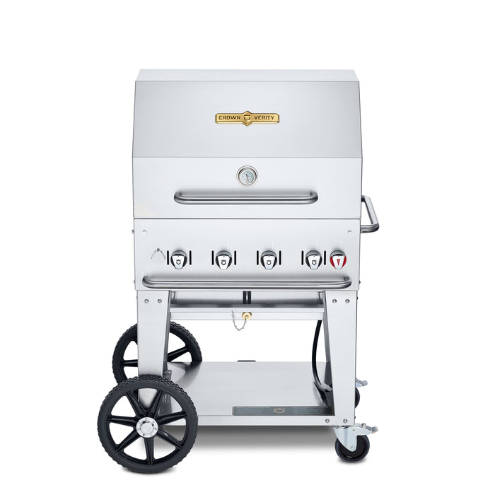 Crown Verity CV-MCB-30RDP-NG 30" Mobile BBQ Grill with Roll Dome Package - Natural Gas