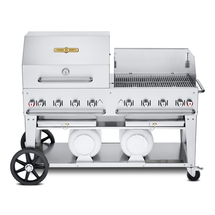 Crown Verity CV-CCB-60RWP 60" Club Series BBQ Grill with Roll Dome and Wind Guard Package - Liquid Propane
