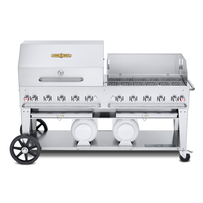 Crown Verity CV-CCB-72RWP 72" Club Series BBQ Grill with Roll Dome and Wind Guard Package - Liquid Propane