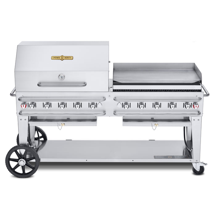 Crown Verity CV-RCB-72RGP 72" Rental Grill with Dome and Pro Griddle Package - Liquid Propane
