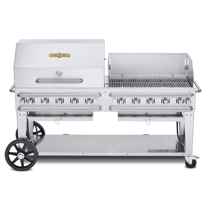 Crown Verity CV-RCB-72RWP 72" Rental Grill with Roll Dome and Windguard Package - Liquid Propane