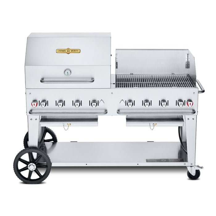 Crown Verity CV-MCB-60RWP-NG 60" Mobile BBQ Grill with Dome and Wind Guard Package - Natural Gas