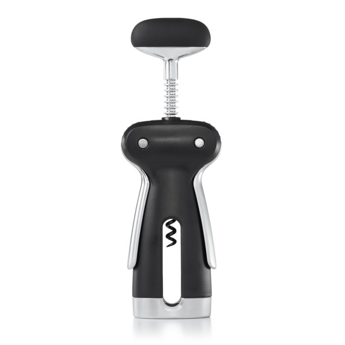 OXO Good Grips SteeL 9.25" Black Wing-Type Corkscrew with Removable Foil Cutter - 3113400SS