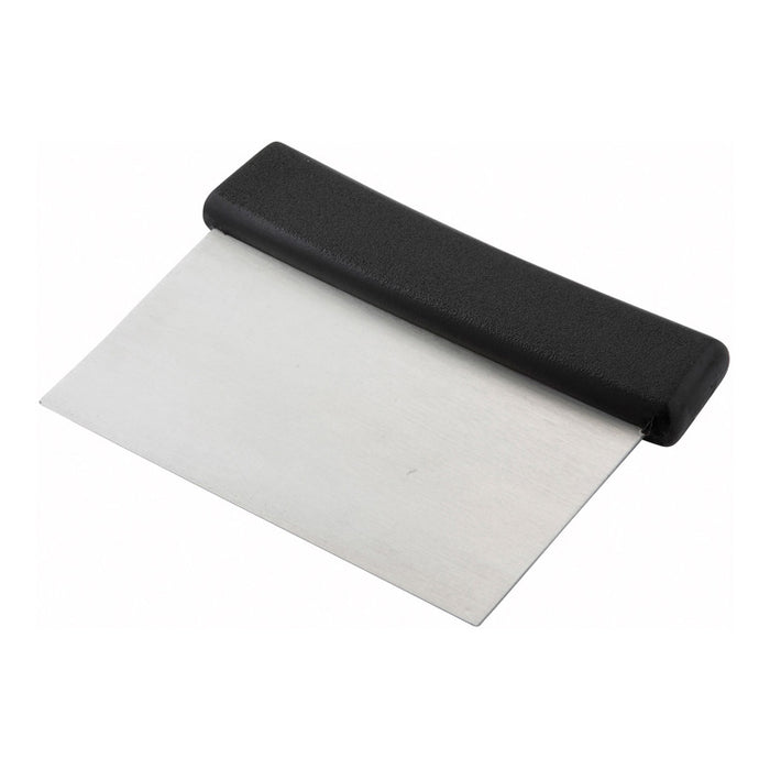 Winco DSC-2 6" x 3" Stainless Steel Dough Scraper with Black Plastic Handle