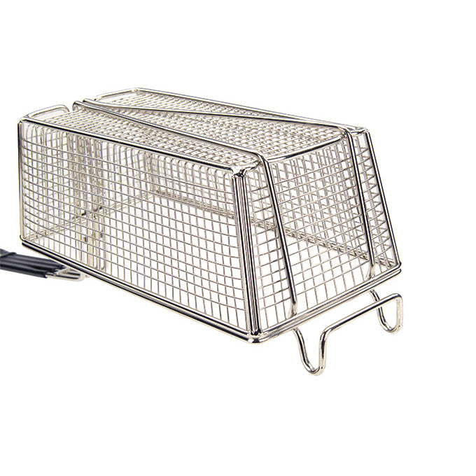 Winco FB-20 13" x 5" Nickel Plated Fry Basket with Plastic Blue Handle