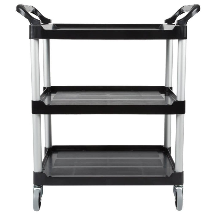 RUBBERMAID FG342488BLA 33" x 18" x 37" BLACK THREE SHELF UTILITY CART