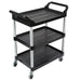 RUBBERMAID FG342488BLA 33" x 18" x 37" BLACK THREE SHELF UTILITY CART