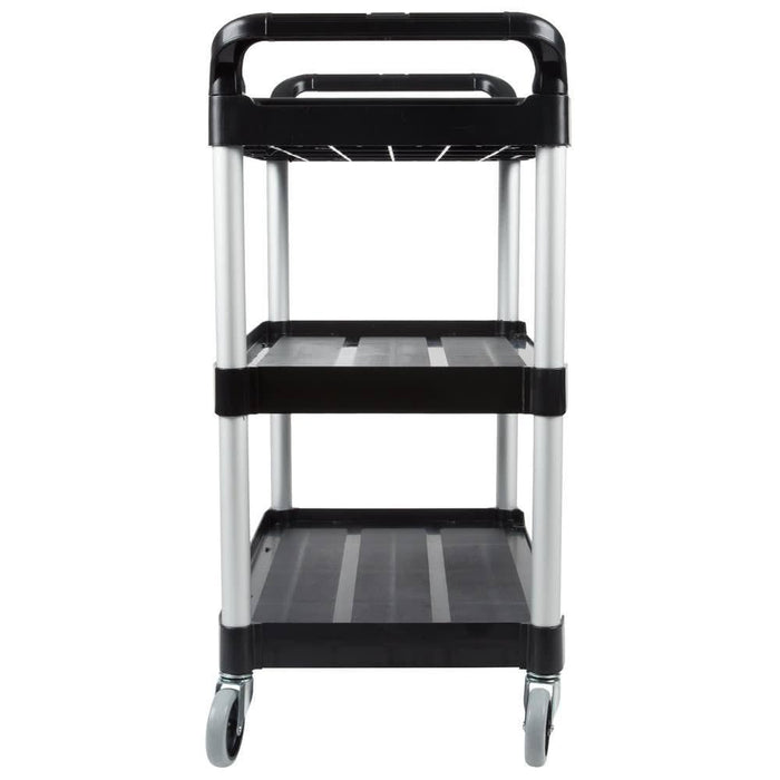RUBBERMAID FG342488BLA 33" x 18" x 37" BLACK THREE SHELF UTILITY CART