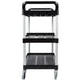 RUBBERMAID FG342488BLA 33" x 18" x 37" BLACK THREE SHELF UTILITY CART