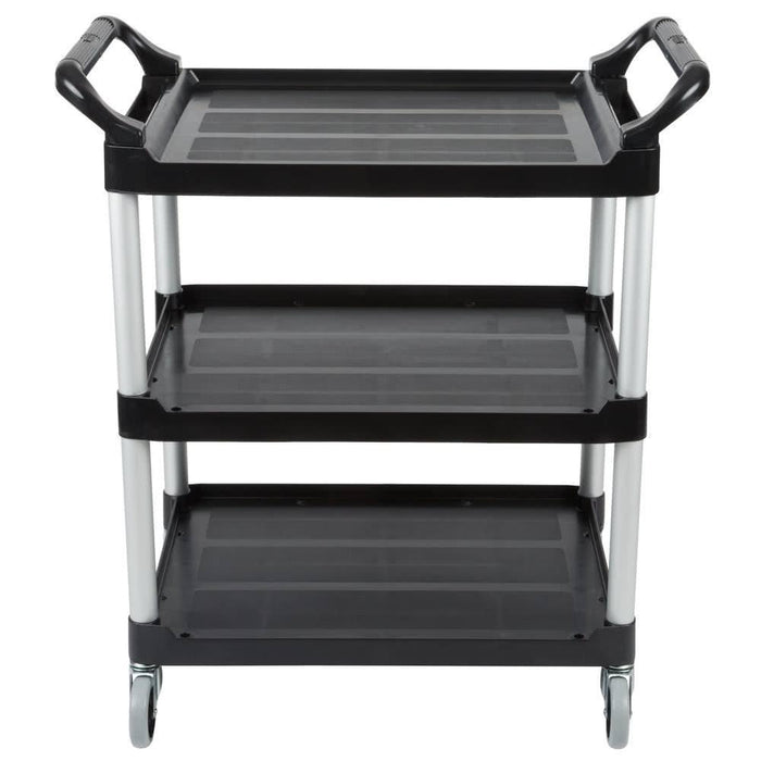 RUBBERMAID FG342488BLA 33" x 18" x 37" BLACK THREE SHELF UTILITY CART