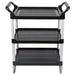 RUBBERMAID FG342488BLA 33" x 18" x 37" BLACK THREE SHELF UTILITY CART