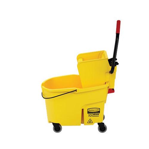 Rubbermaid FG618688YEL 44 Qt. Wavebrake Side Press Bucket and Wringer - Yellow