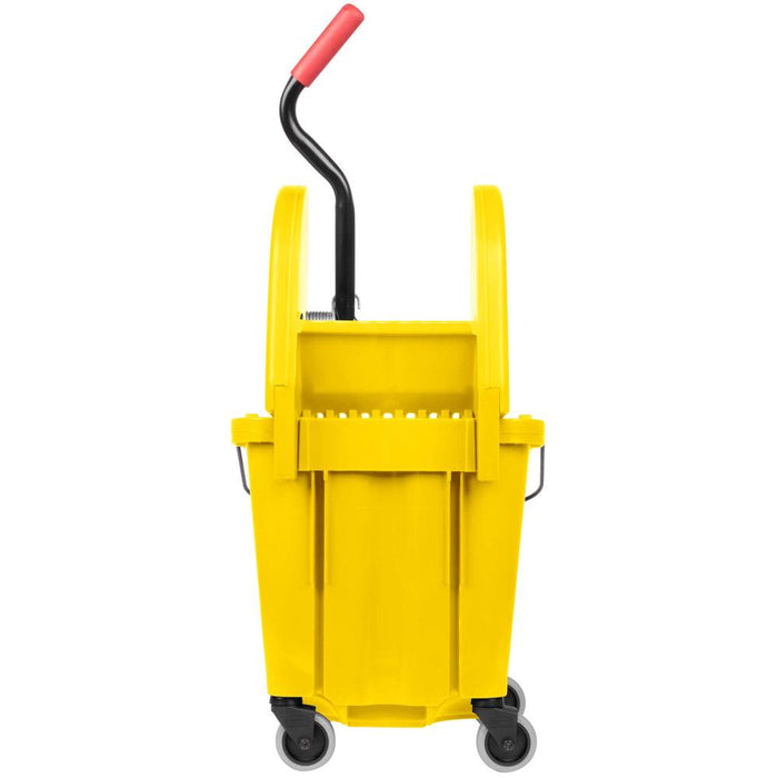 Rubbermaid FG757788YEL 35 Qt. Wavebrake Yellow Mop Bucket With Down Press Wringer