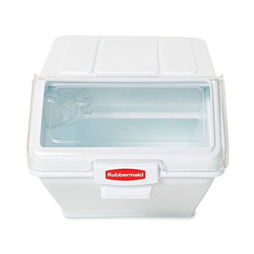 Rubbermaid FG9G6000WHT Commercial ProSave Shelf Ingredient Bin with Scoop, 40-Cup, White