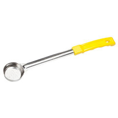 Winco FPP-1 1 Oz. One-Piece Stainless Steel Perforated Portion Control Spoon - Yellow
