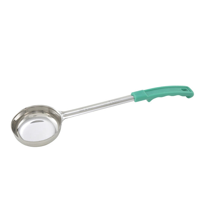 Winco FPS-4 4 Oz. One-Piece Stainless Steel Solid Portion Control Spoon - Green