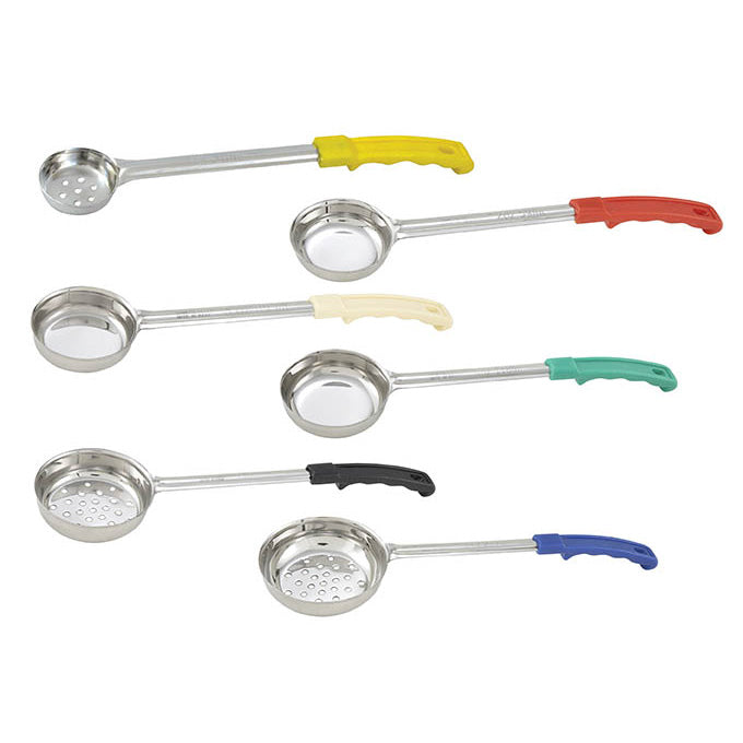 Winco FPS-1 1 Oz. One-Piece Stainless Steel Solid Portion Control Spoon - Yellow