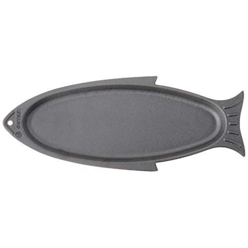 Outset 76376 18.9" Fish Cast Iron Grill & Serving Pan - Black