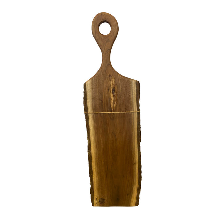 Nella 10" x 42" Large Handcrafted Walnut Charcuterie Board with Handle & Bark