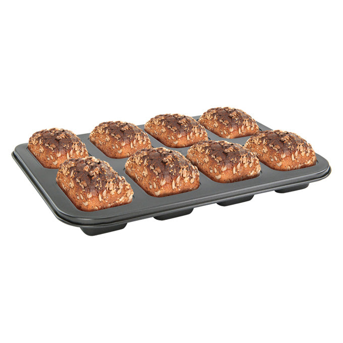 Winco HLF-8MN 8-Cup Non-Stick Carbon Steel Mini Loaf Pan