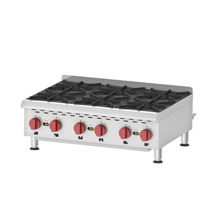 Nella 36" Natural Gas 6-Burner Countertop Stainless Steel Hot Plate - 100-755526