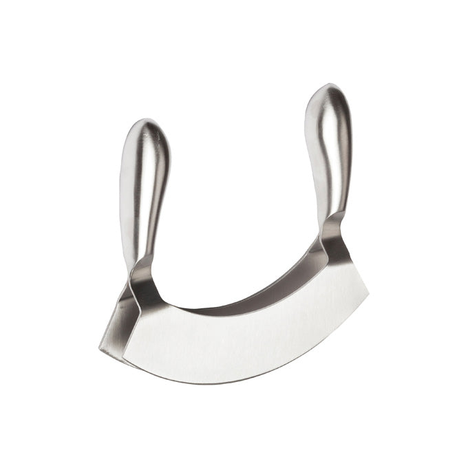 Winco KCC-4 Stainless Steel Double Blade Mezzaluna Knife