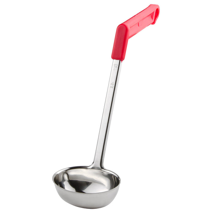 Update International LOV-40ECH 4 Oz. Solid Oval Ladle with Red Plastic Handle