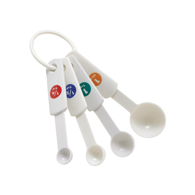 Winco MSPP-4 4-Piece White Plastic Measuring Spoon Set