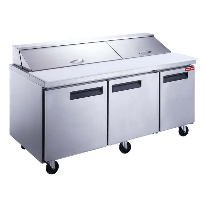 New Air NPT-072-SA 72" 3-Door Salad/Sandwich Refrigerated Prep Table