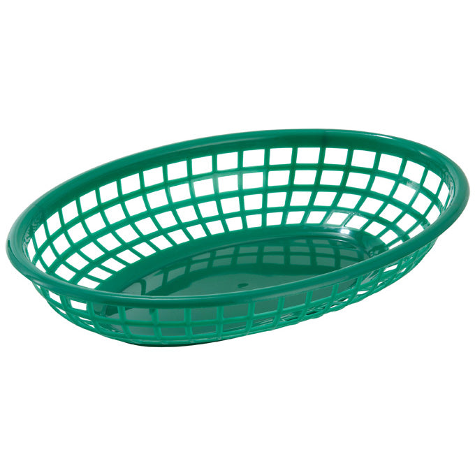 Winco PFB-10G 9.5" x 5" Oval Fast Food Basket - Green - 12/Pack