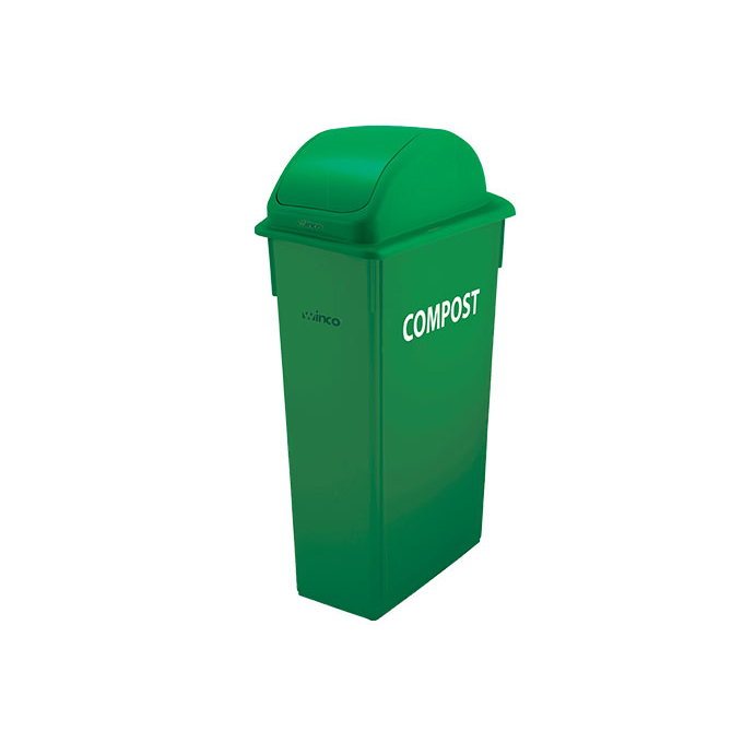 Winco PTC-23GRC 23 Gallon Compost Slender Trash Can - Green