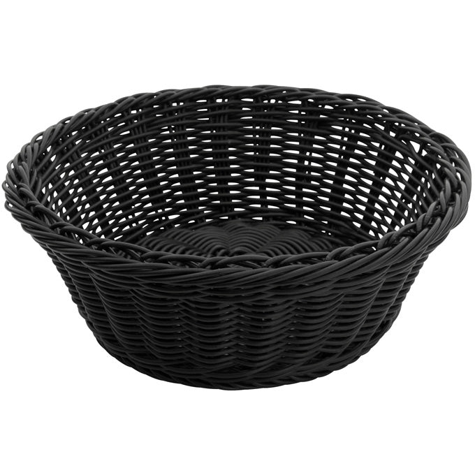 Winco PWBK-88R 8.25" Black Polypropylene Woven Round Bread Basket