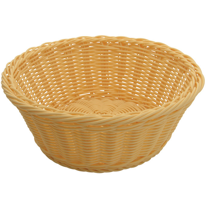 Winco PWBN-88R 8.25" Natural Polypropylene Woven Round Bread Basket