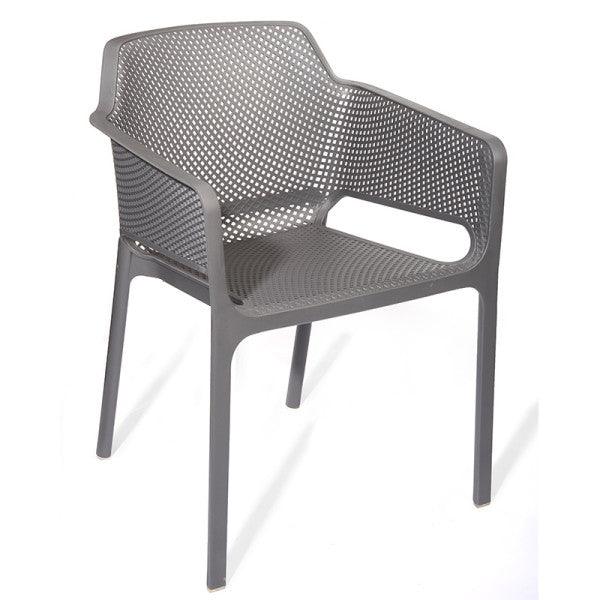 Nella Plastic Outdoor Arm Chair - Grey